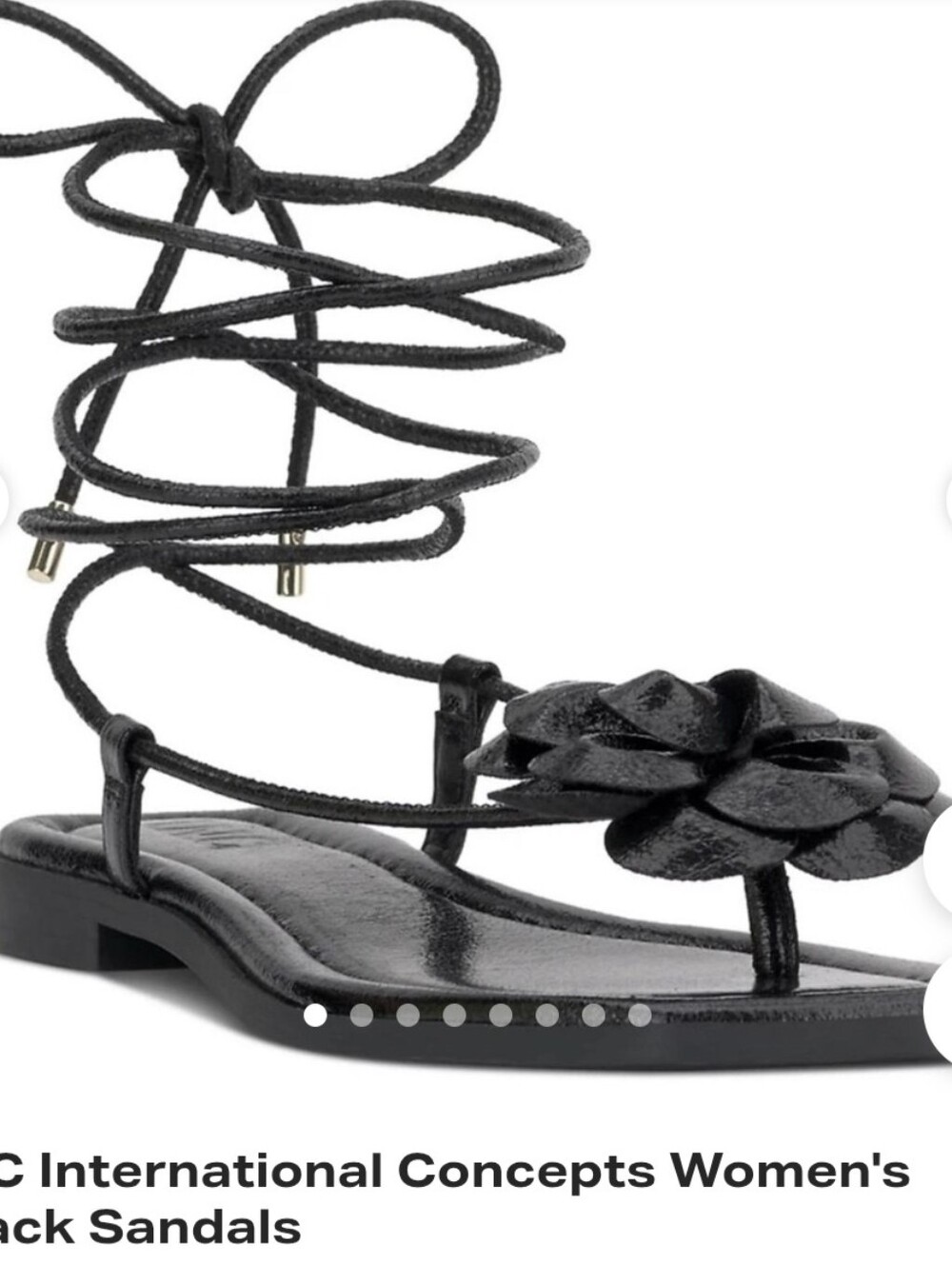 INC International Concepts Black Floral Lace-Up Square Toe Sandals